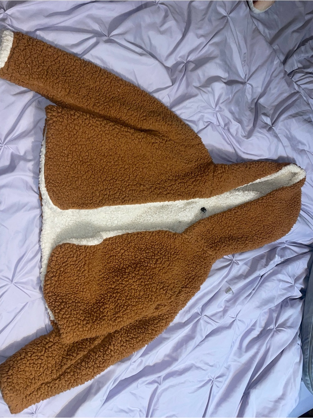 Cozy Faux Sherpa Teddy Jacket - Brown with Cream Lining